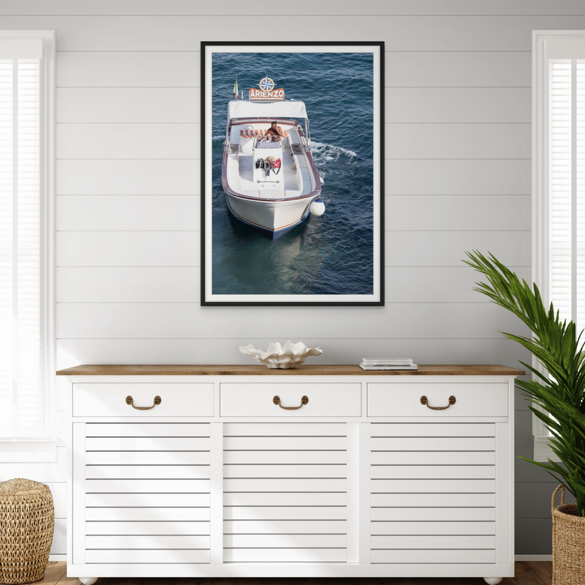 Pilota di Motoscafo Positano wall art framed print styled in a room view 2