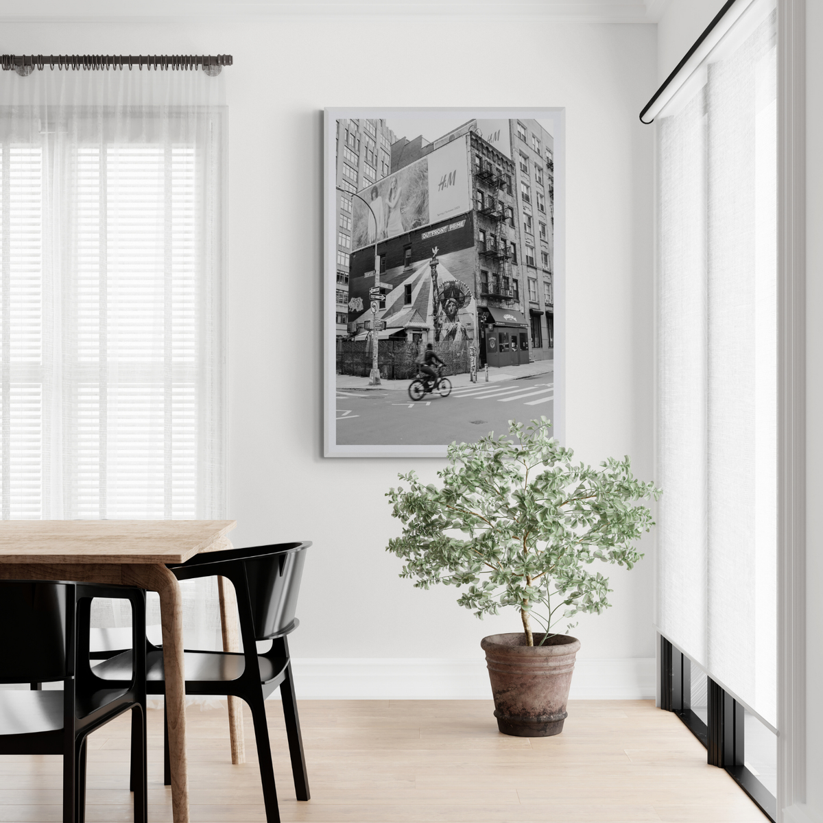 Shadows Of Liberty New York NYC Black & White wall art framed print styled in a room view 2