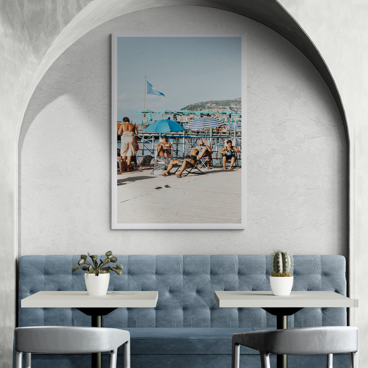 The Golden Years framed wall art print styled in a hospitality setting
