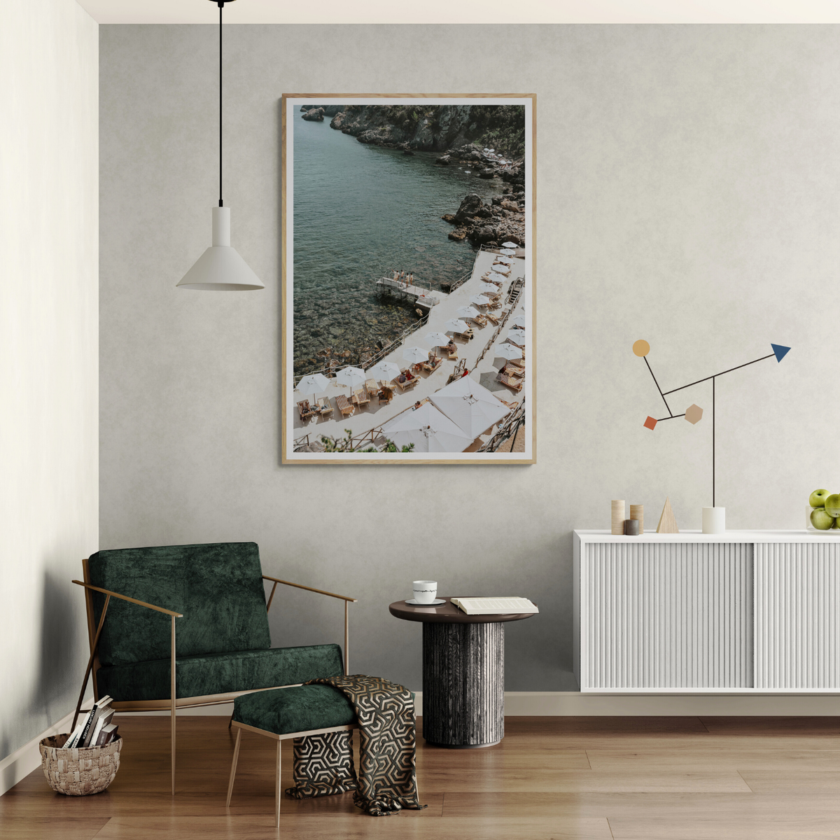 Pier Perspectives Tuscany coastal Italian wall art framed print styled in a room view 2