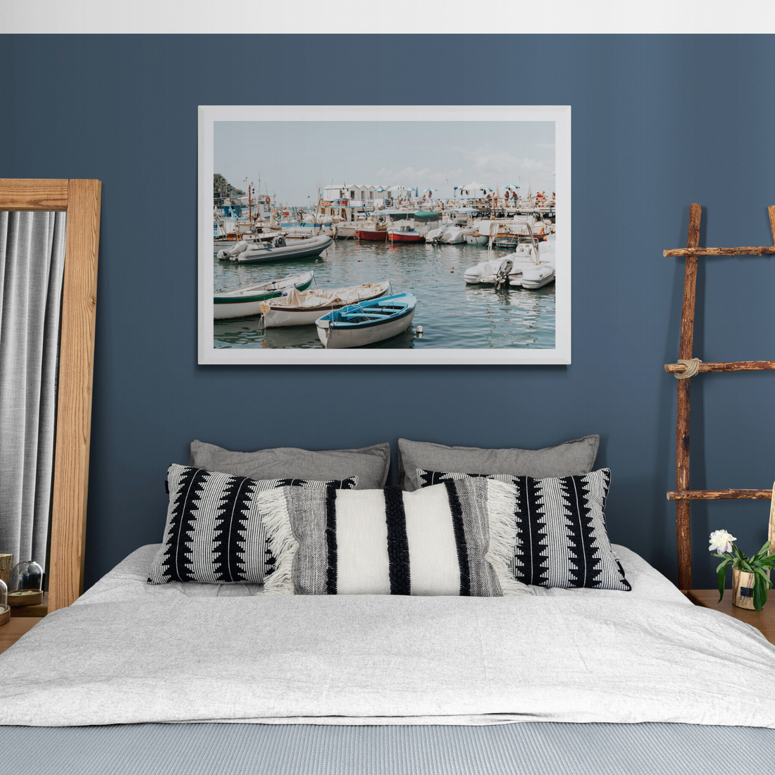 Antico Porto Sorrento Marina coastal wall art framed print styled in a room view 2