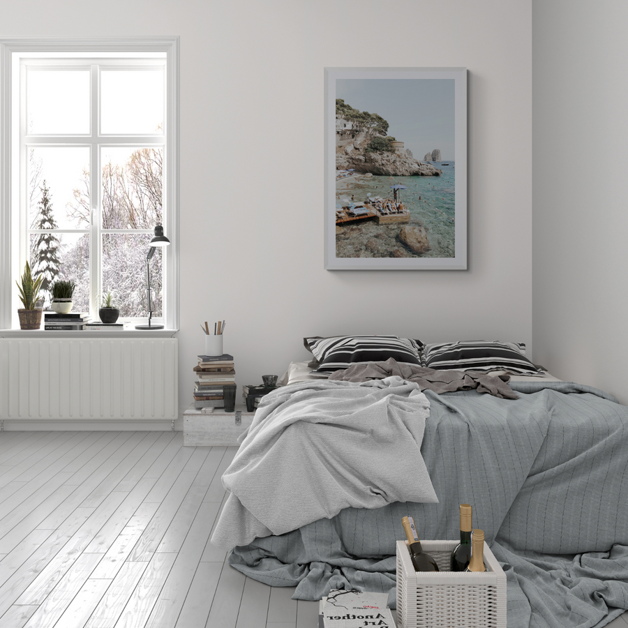 The Sweet Life Capri Mediterranean wall art framed print styled in a room view 3