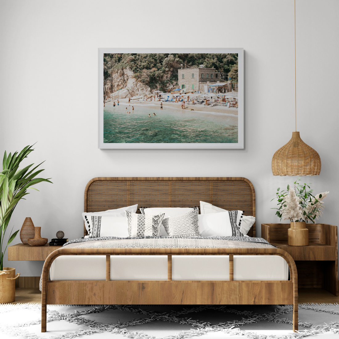 Secluded Sanctuary Nerano Italian Mediterranean decor wall art framed print styled in a room