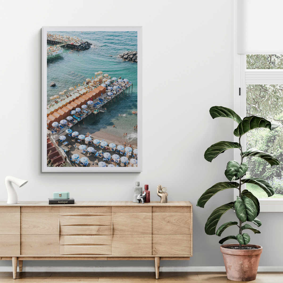 Ocean Fantasy Sorrento Italian coastal wall art framed print styled in a room view 2