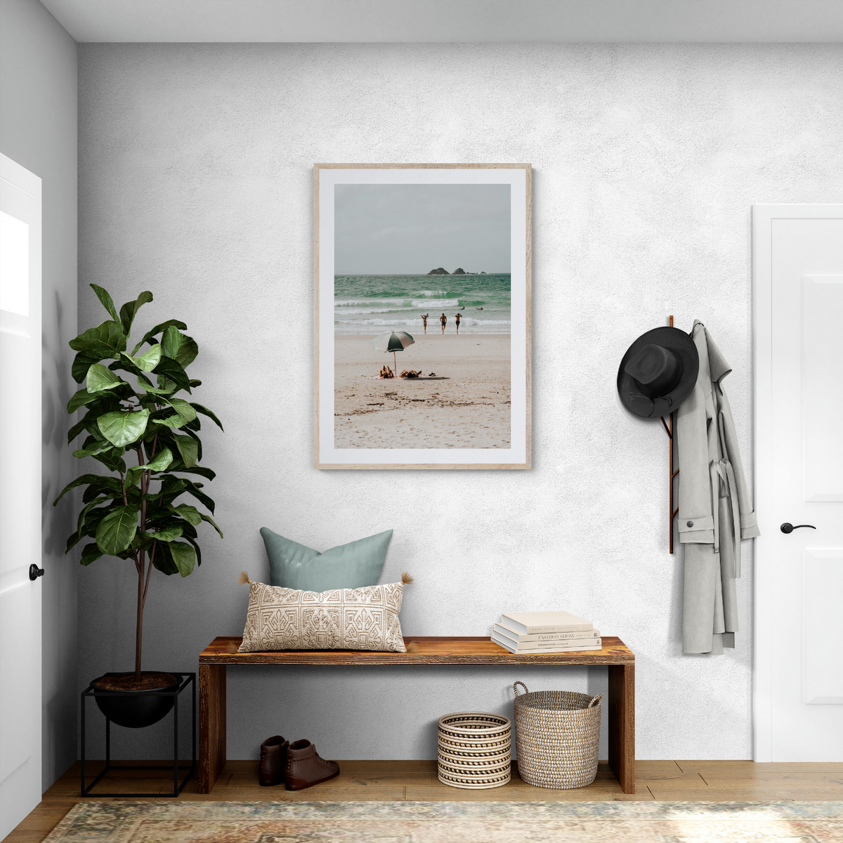 Escape The Ordinary Byron Bay coastal decor wall art framed print styled in a room