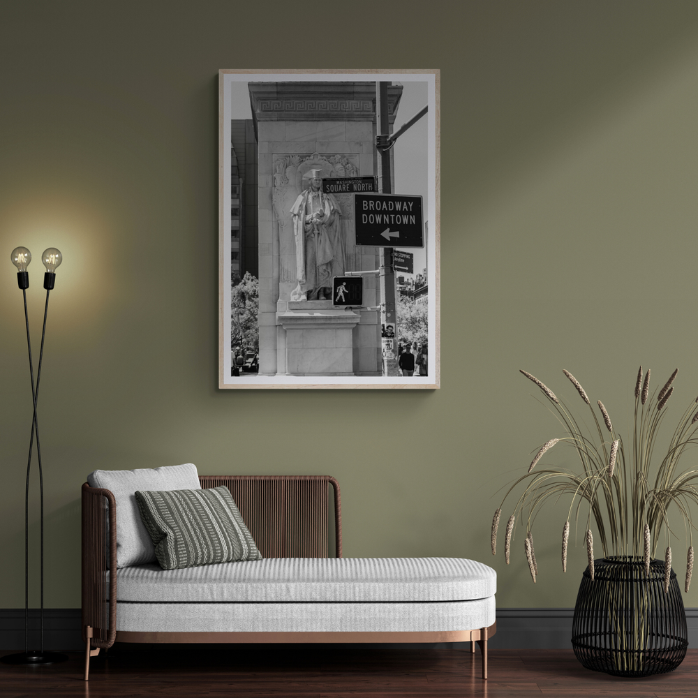Silent Sentinels New York NYC Black & White wall art framed print styled in a room view 2