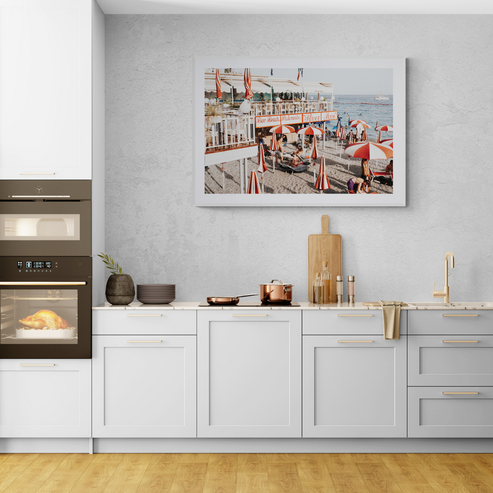 Silver Moon Amalfi Mediterranean wall art framed print styled in a room view 2