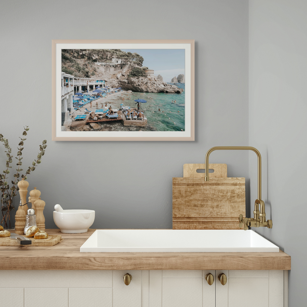 Vita Bella framed wall art print styled in a kitchen interior