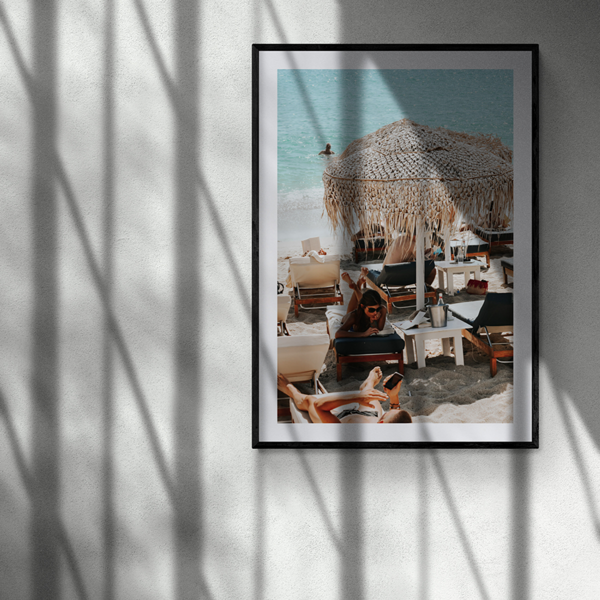 In The Zone Mykonos Greek island wall art framed print styled in a room
