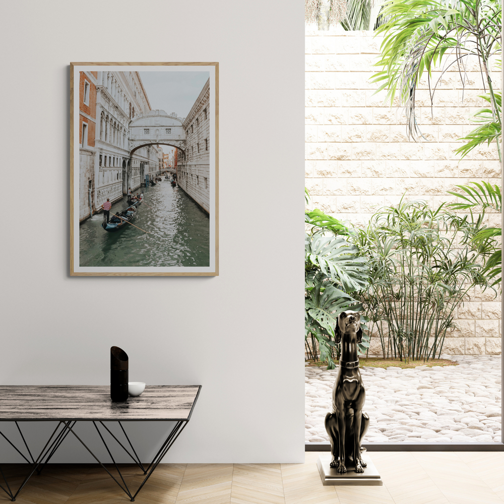 Bridge of Sighs Venice Gondola Italian wall art framed print styled in a room view 3
