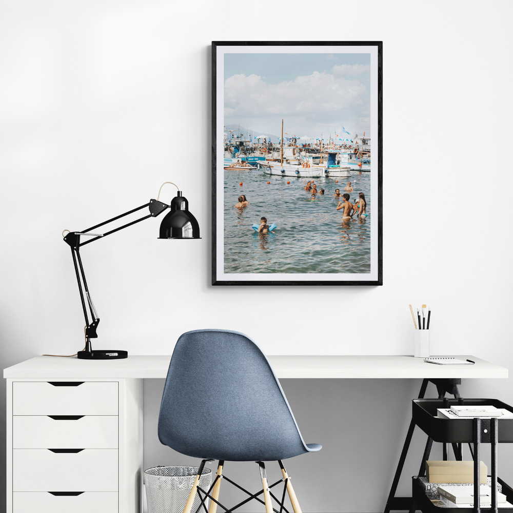 Vacanze Italiane Sorrento Italian coastal wall art framed print styled in a room view 2