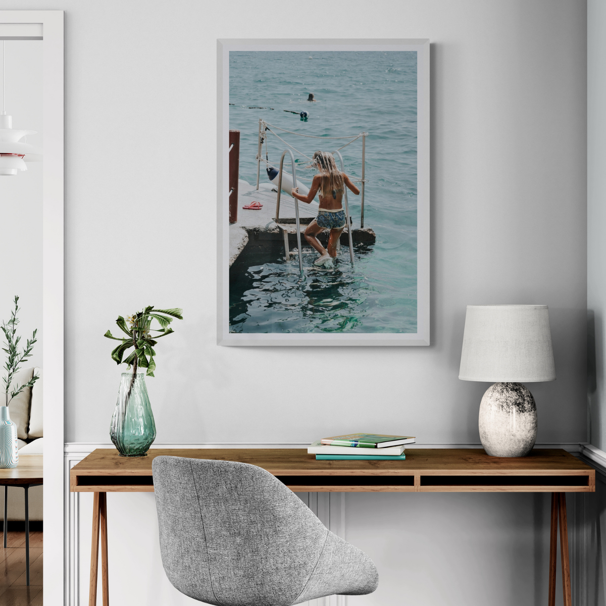 Little Mermaid Capri Mediterranean wall art framed print styled in a room view 2