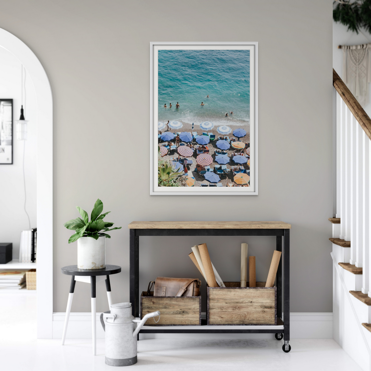 Paradise Beach Positano wall art framed print styled in a room