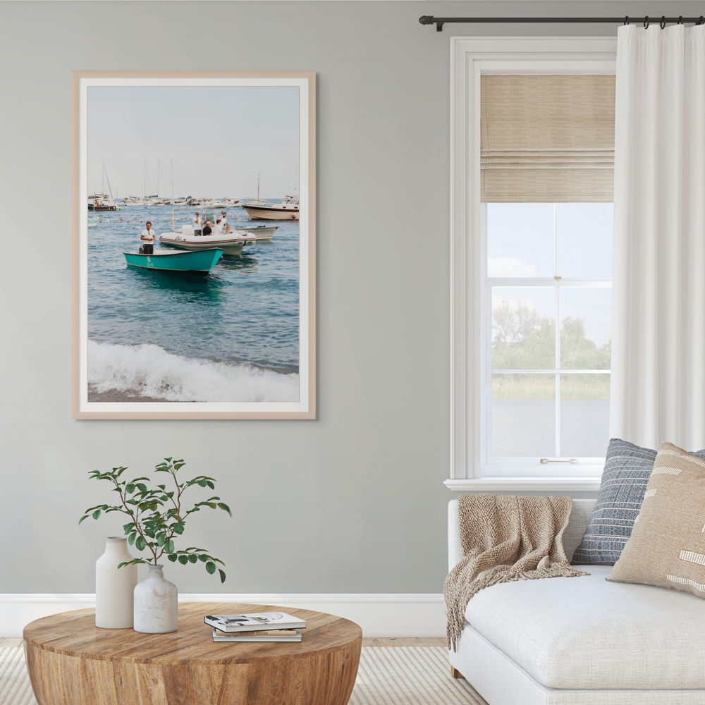 Twilight Tenders Positano wall art framed print styled in a room view 2
