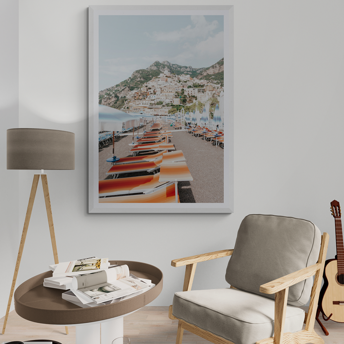 A Symphony of Colours Positano wall art framed print styled in a room view 3