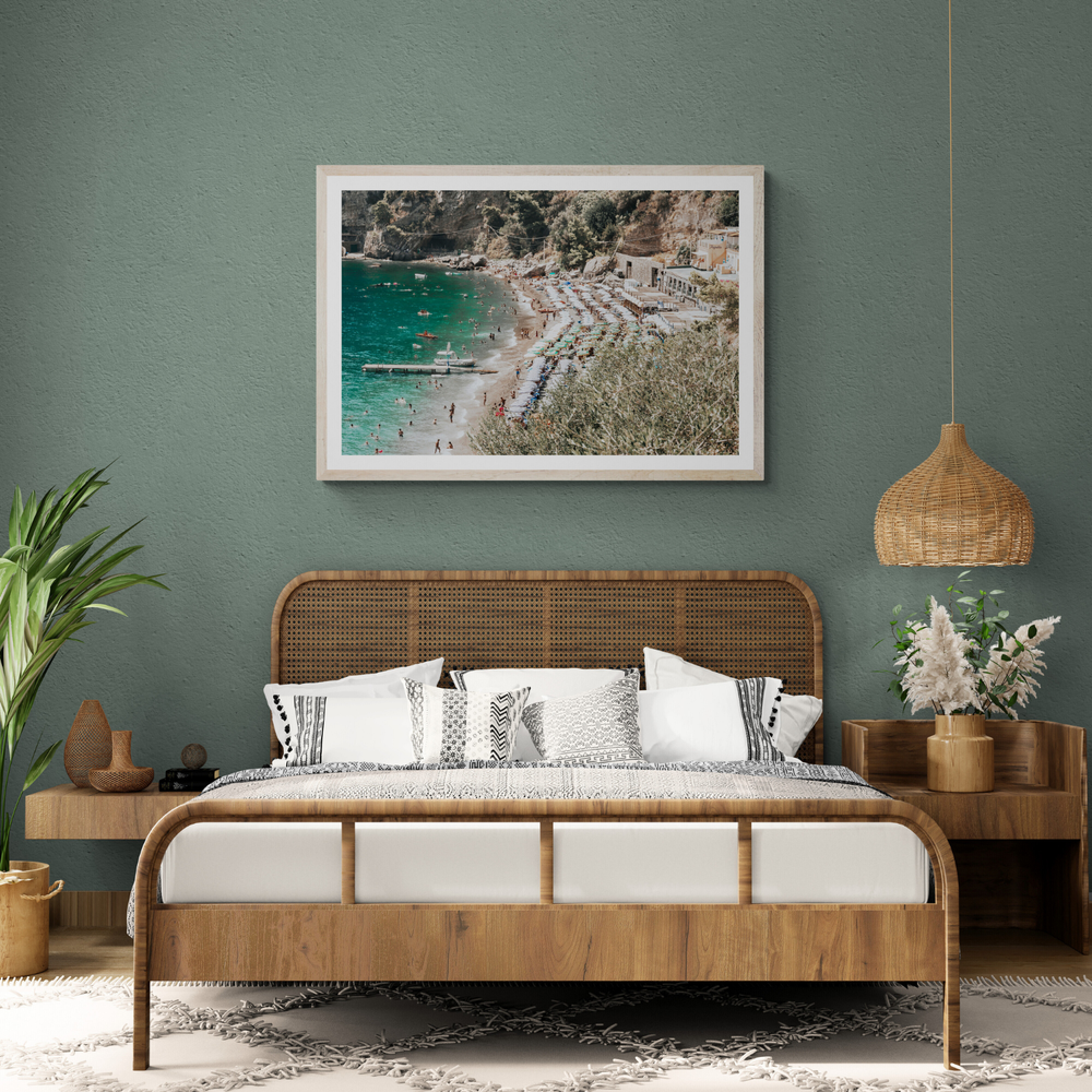 Fornillo Beach Positano decor wall art framed print styled in a room view 2