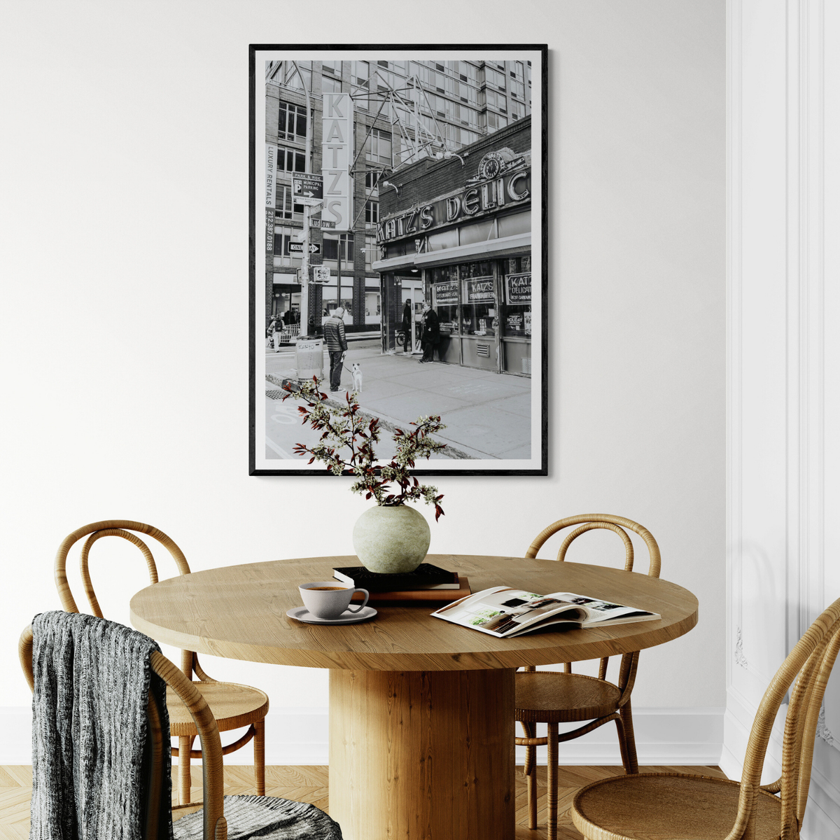 Graphite Gotham New York NYC Black & White wall art framed print styled in a room