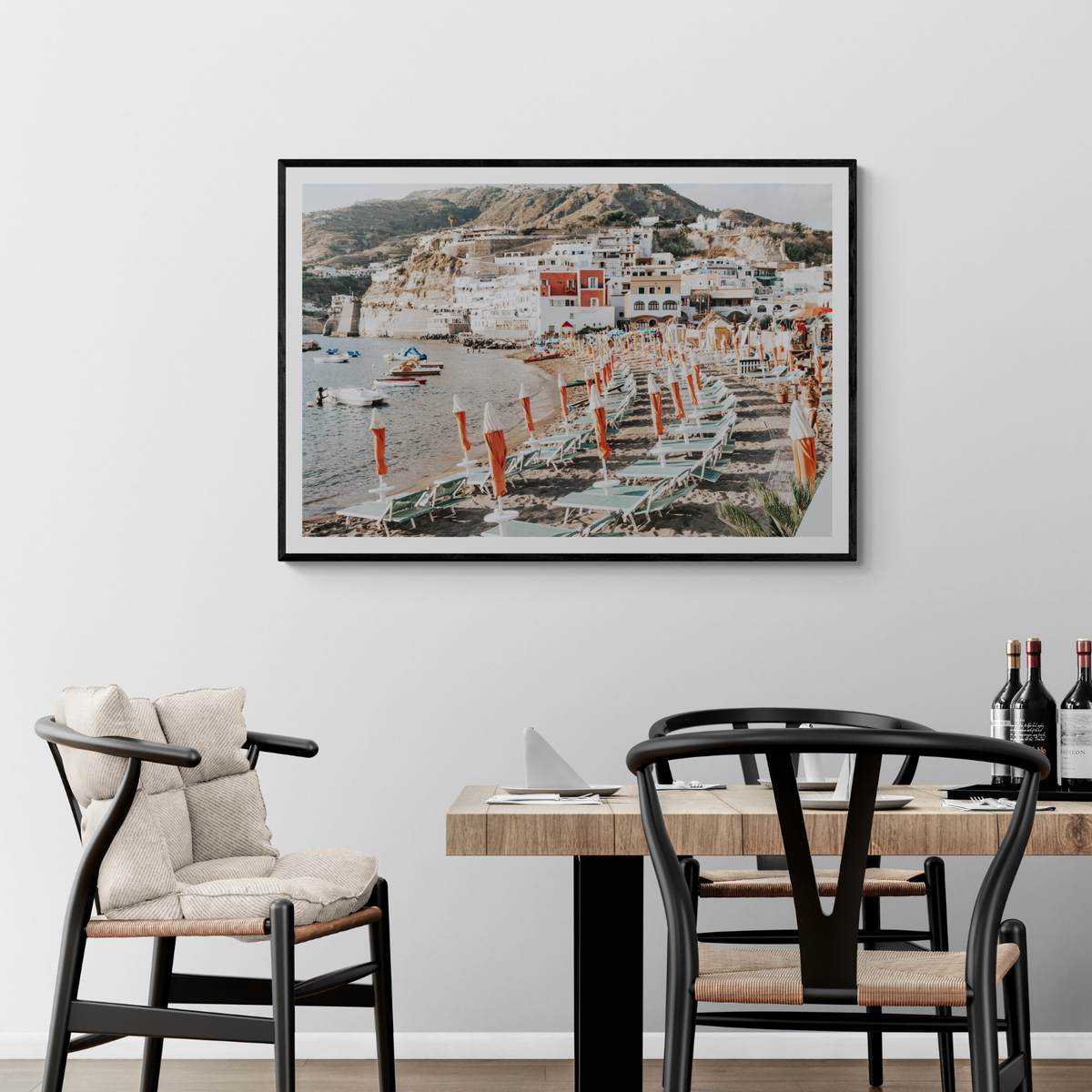 Sole Estivo Ischia Italian coastal wall art framed print styled in a room
