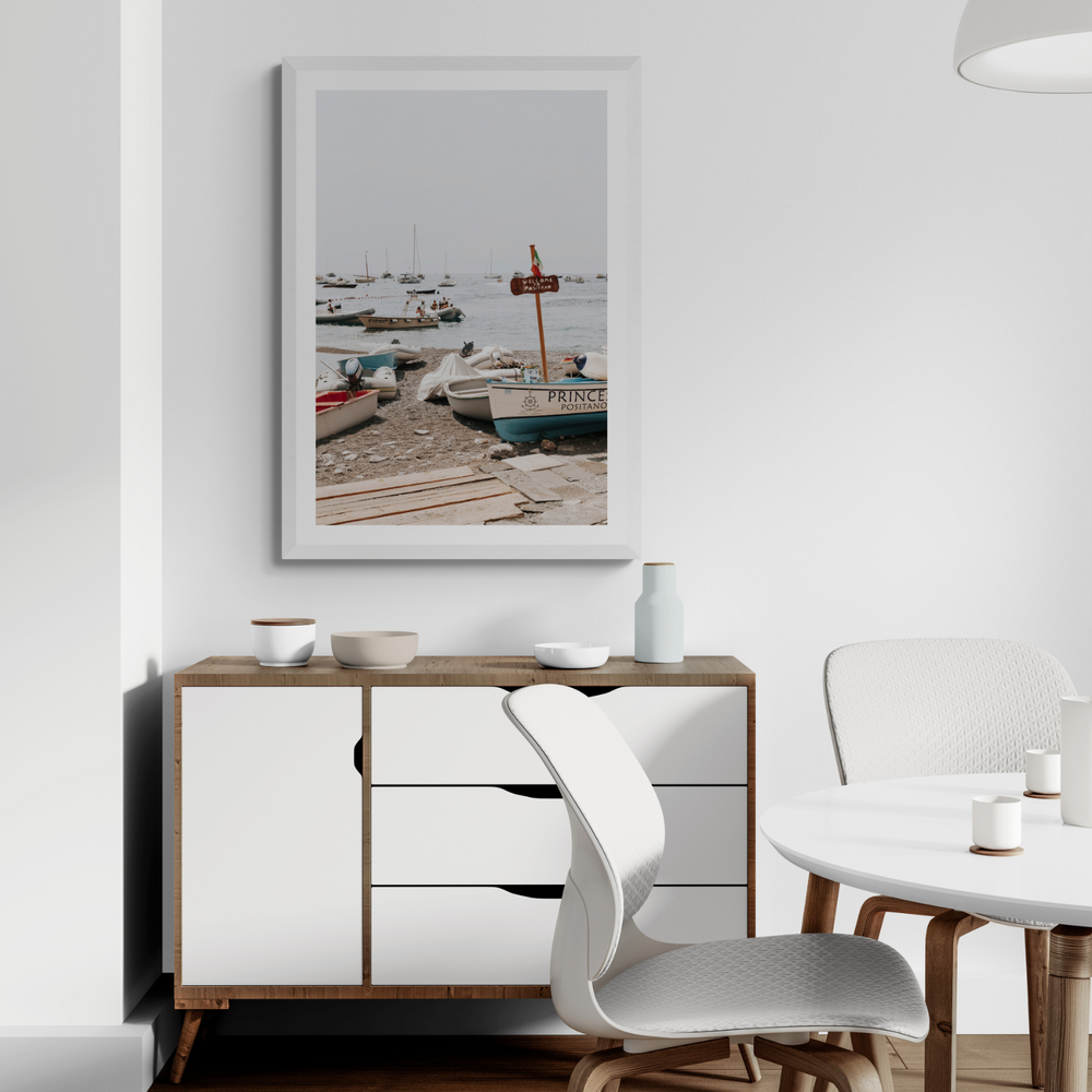 Coming Home Positano wall art framed print styled in a room view 2