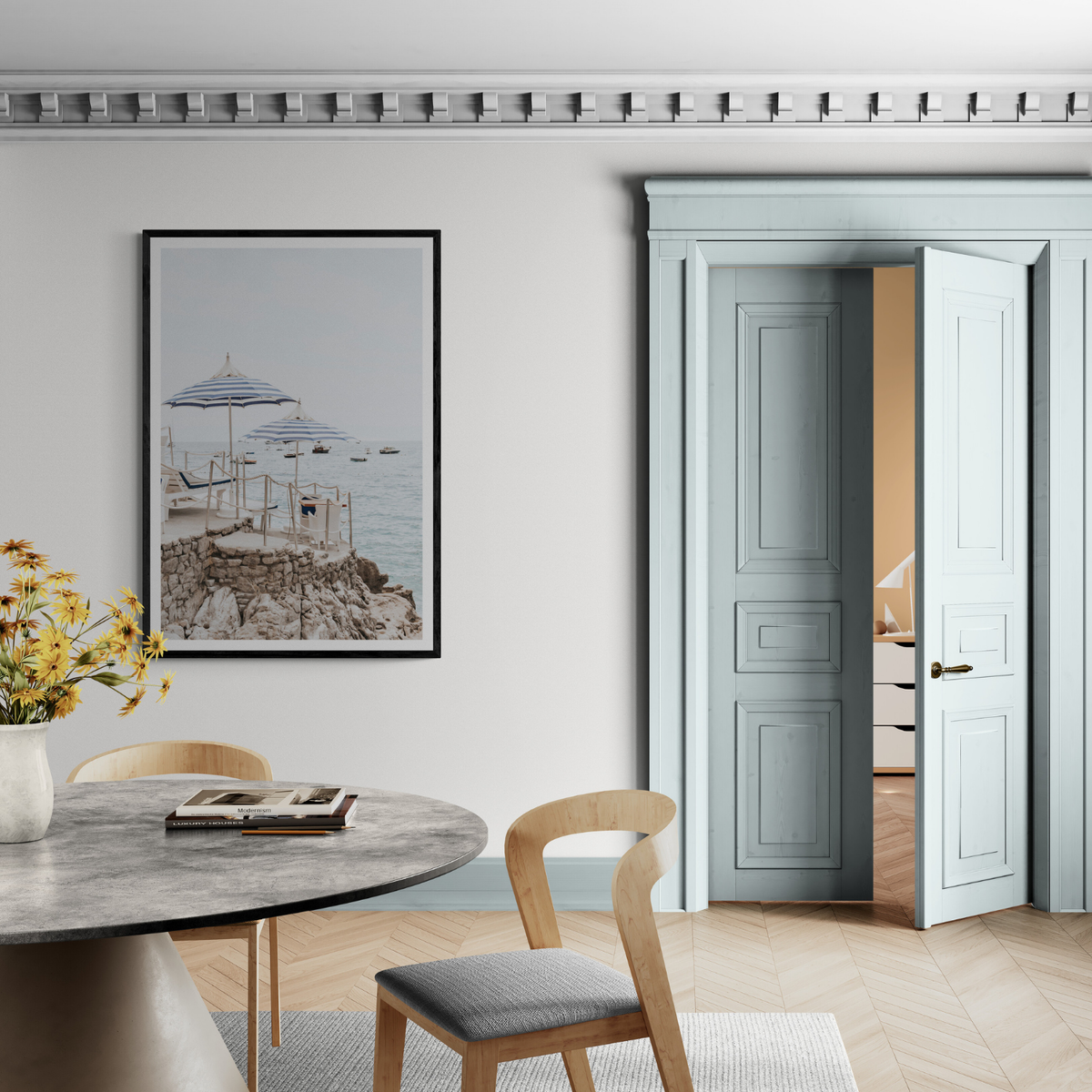 La Scogliera Positano wall art framed print styled in a room view 2