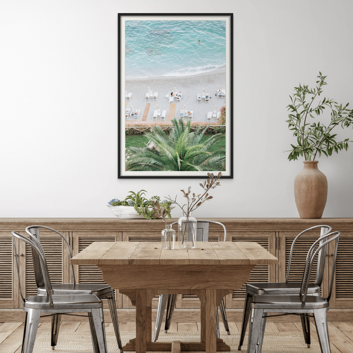 Paradiso Amalfi Mediterranean wall art framed print styled in a room