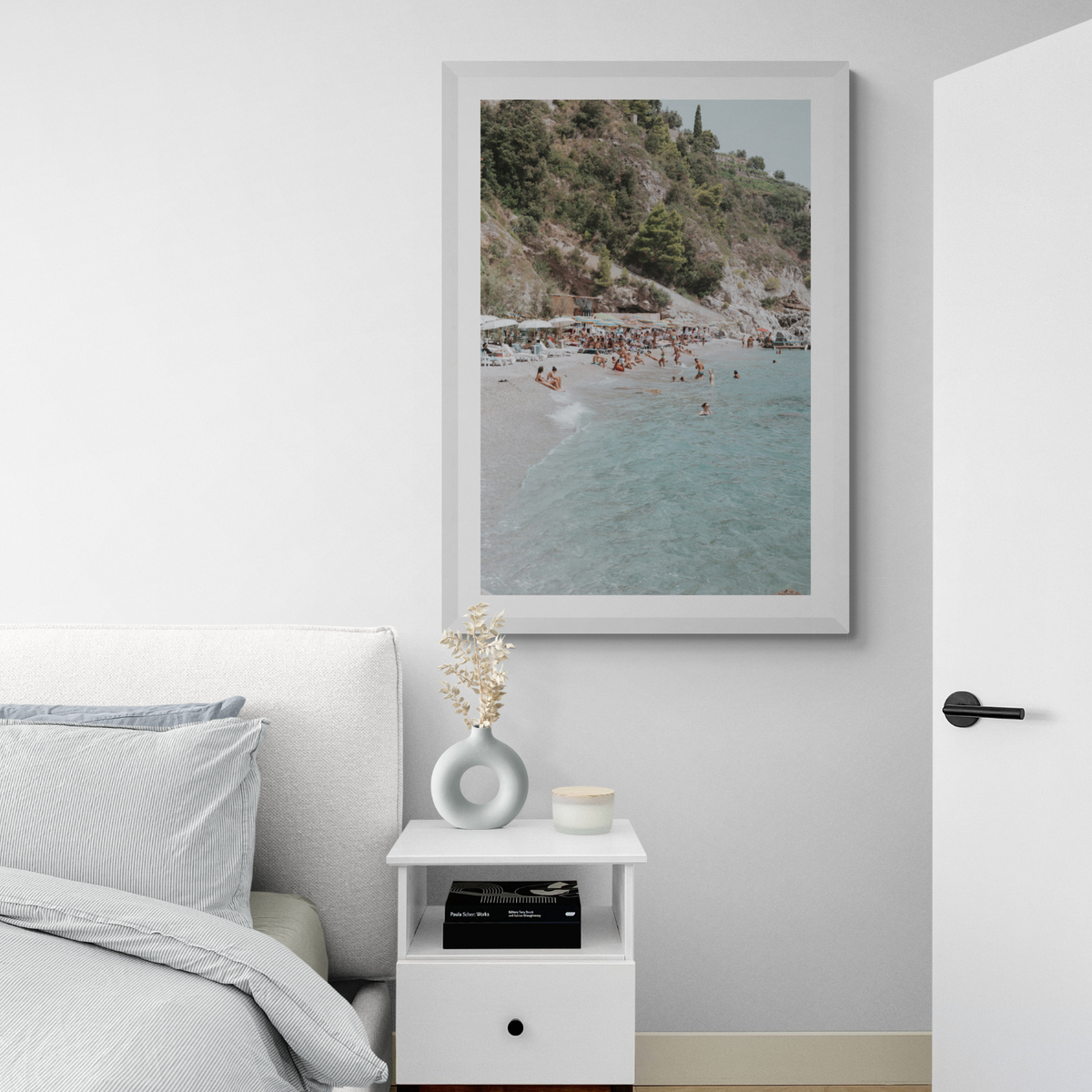 Mediterranean Magic Amalfi Mediterranean wall art framed print styled in a room