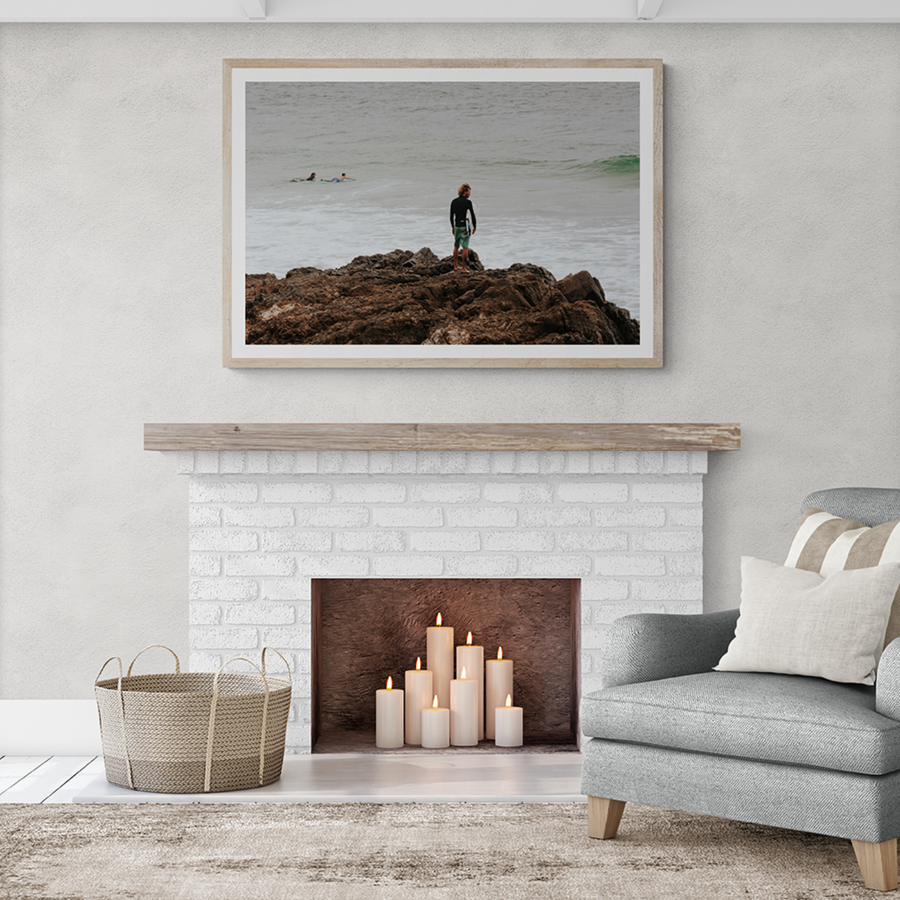 Let The Sea Set You Free Byron Bay Surf wall art framed print styled in a room