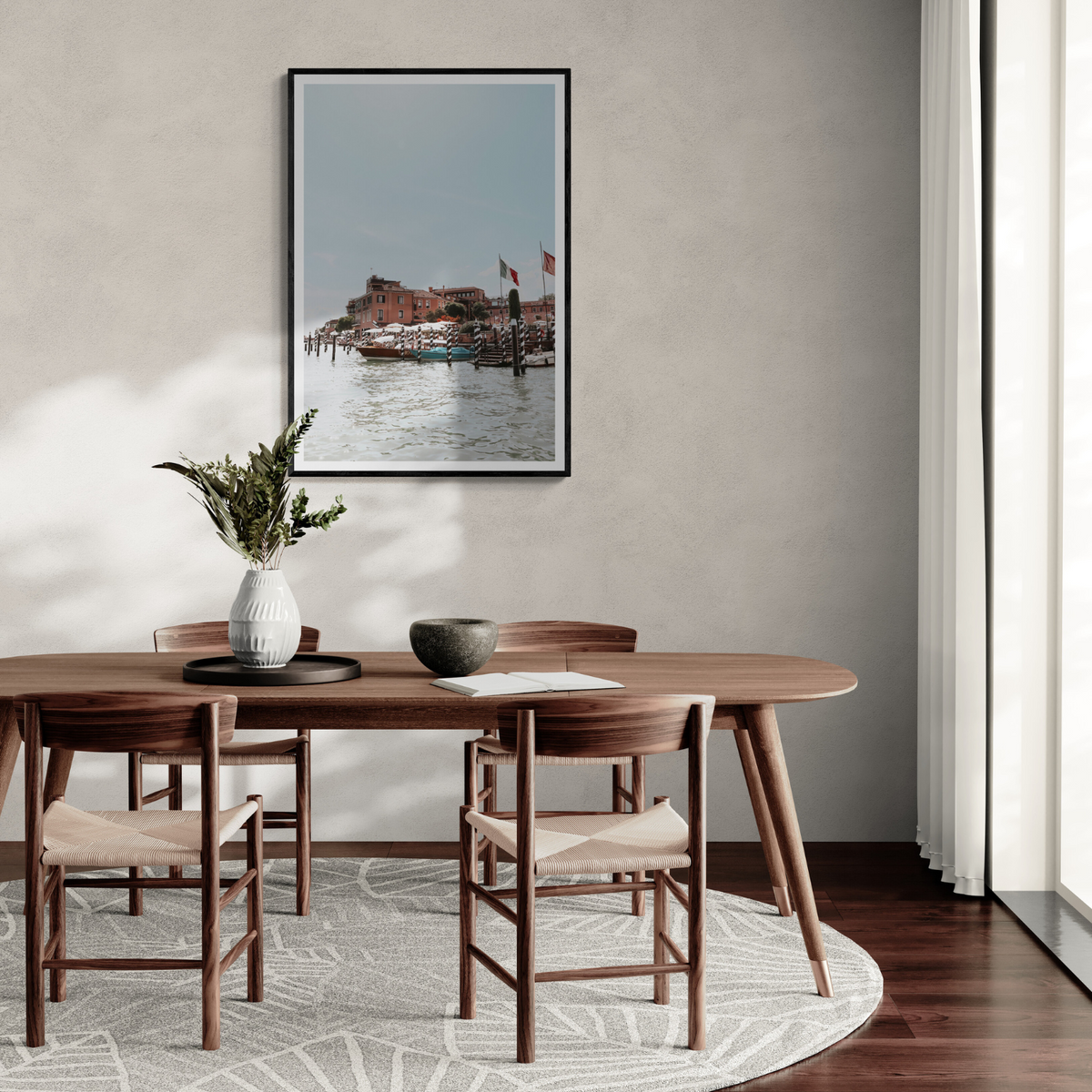 Giudecca Island Venice wall art framed print styled in a room view 3