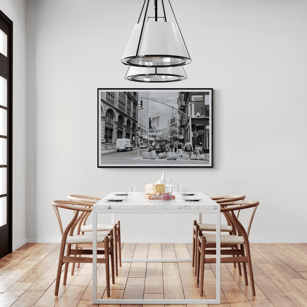 Inkwell Metropolis New York NYC Black & White wall art framed print styled in a room view 3