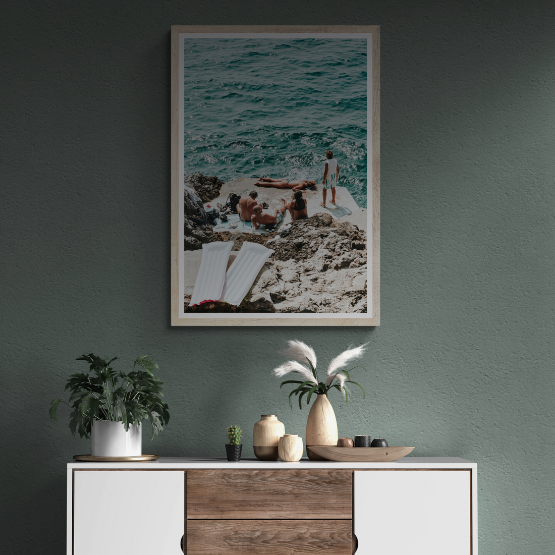 Gli Amici Praiano Amalfi Coast coastal wall art framed print styled in a room view 2
