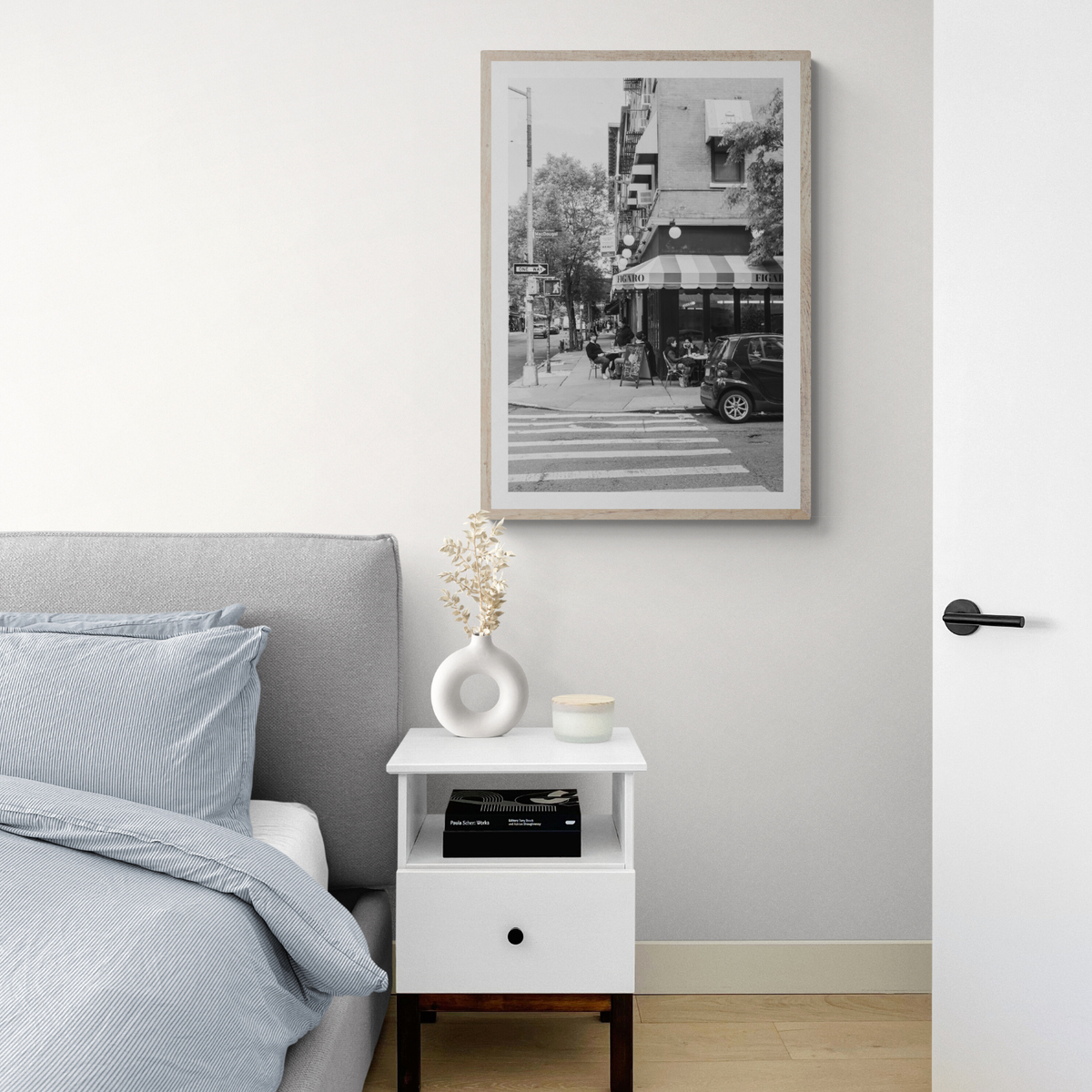 Figaro New York NYC Black & White wall art framed print styled in a room view 3