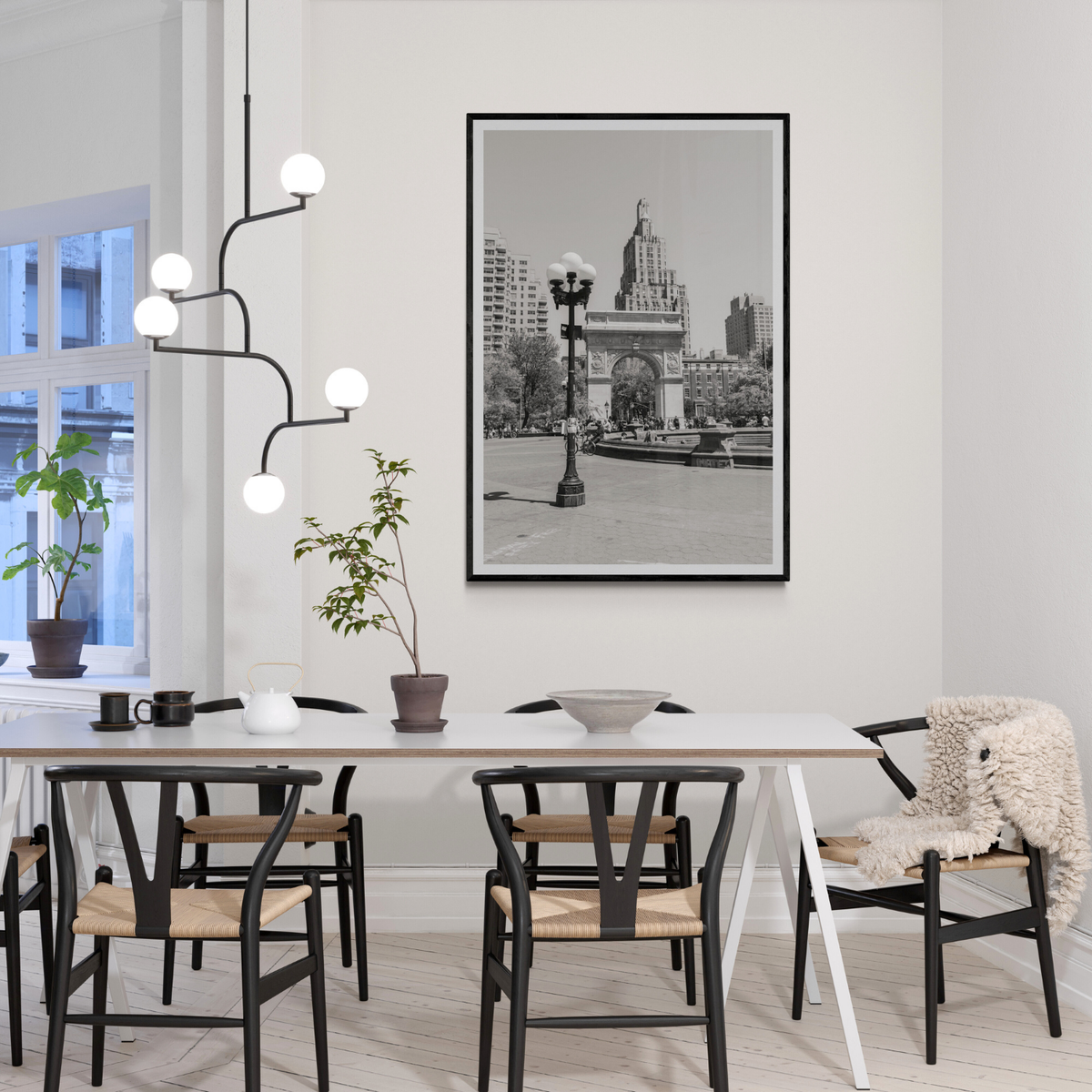 Pole Position New York NYC Black & White wall art framed print styled in a room view 3