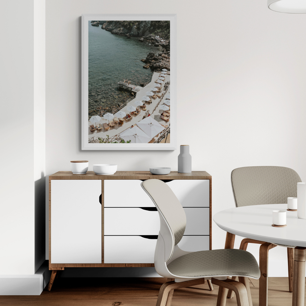 Pier Perspectives Tuscany coastal Italian wall art framed print styled in a room view 3