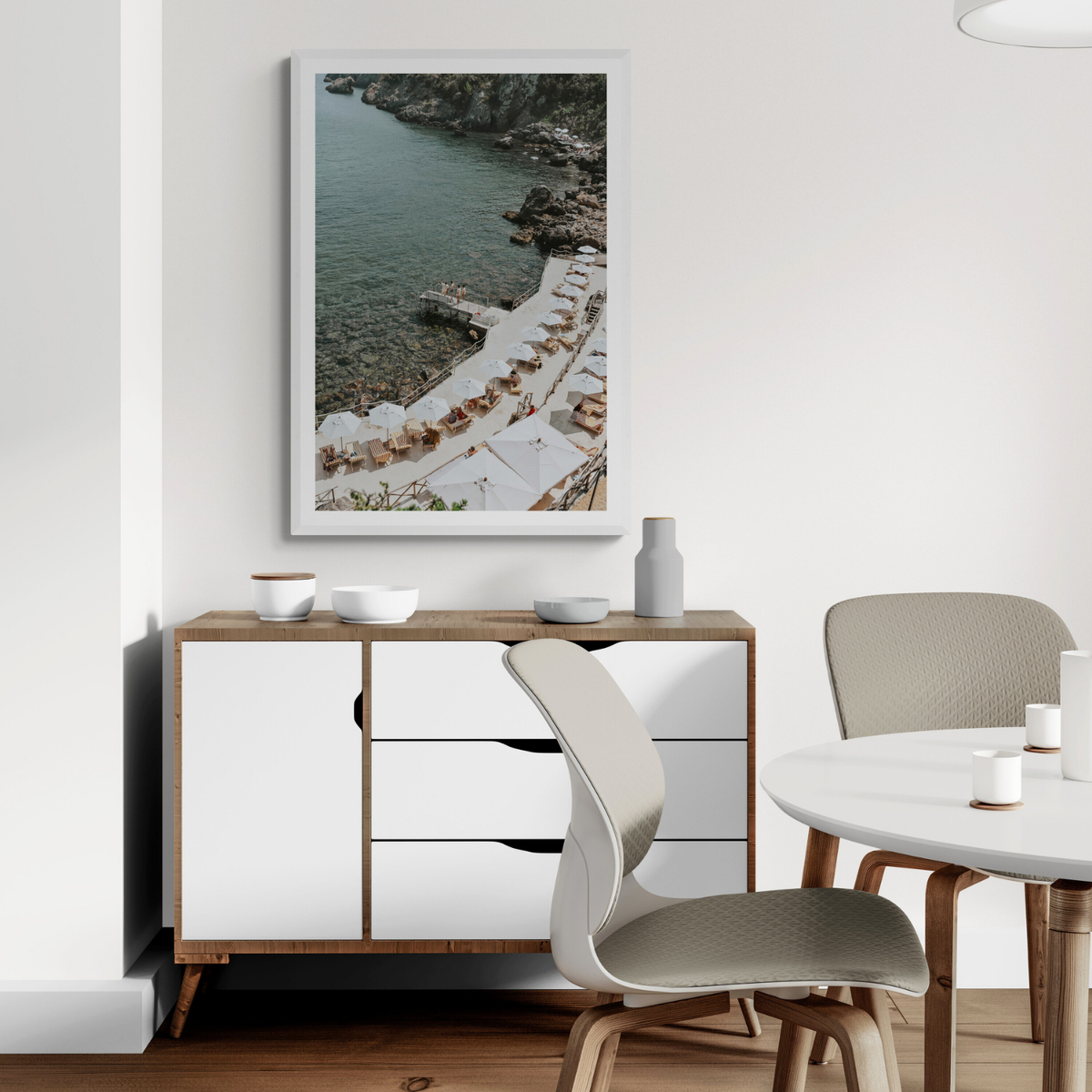 Pier Perspectives Tuscany coastal Italian wall art framed print styled in a room view 3