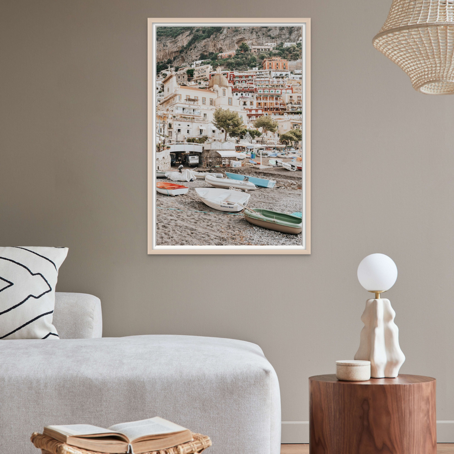 A Memory To Treasure Positano decor wall art framed print styled in a room view 3