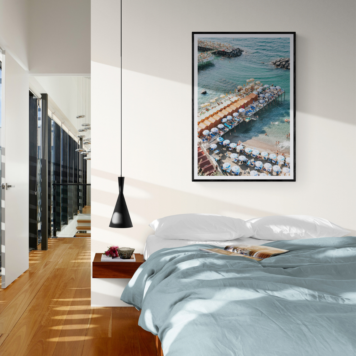 Ocean Fantasy Sorrento Italian coastal wall art framed print styled in a room view 3