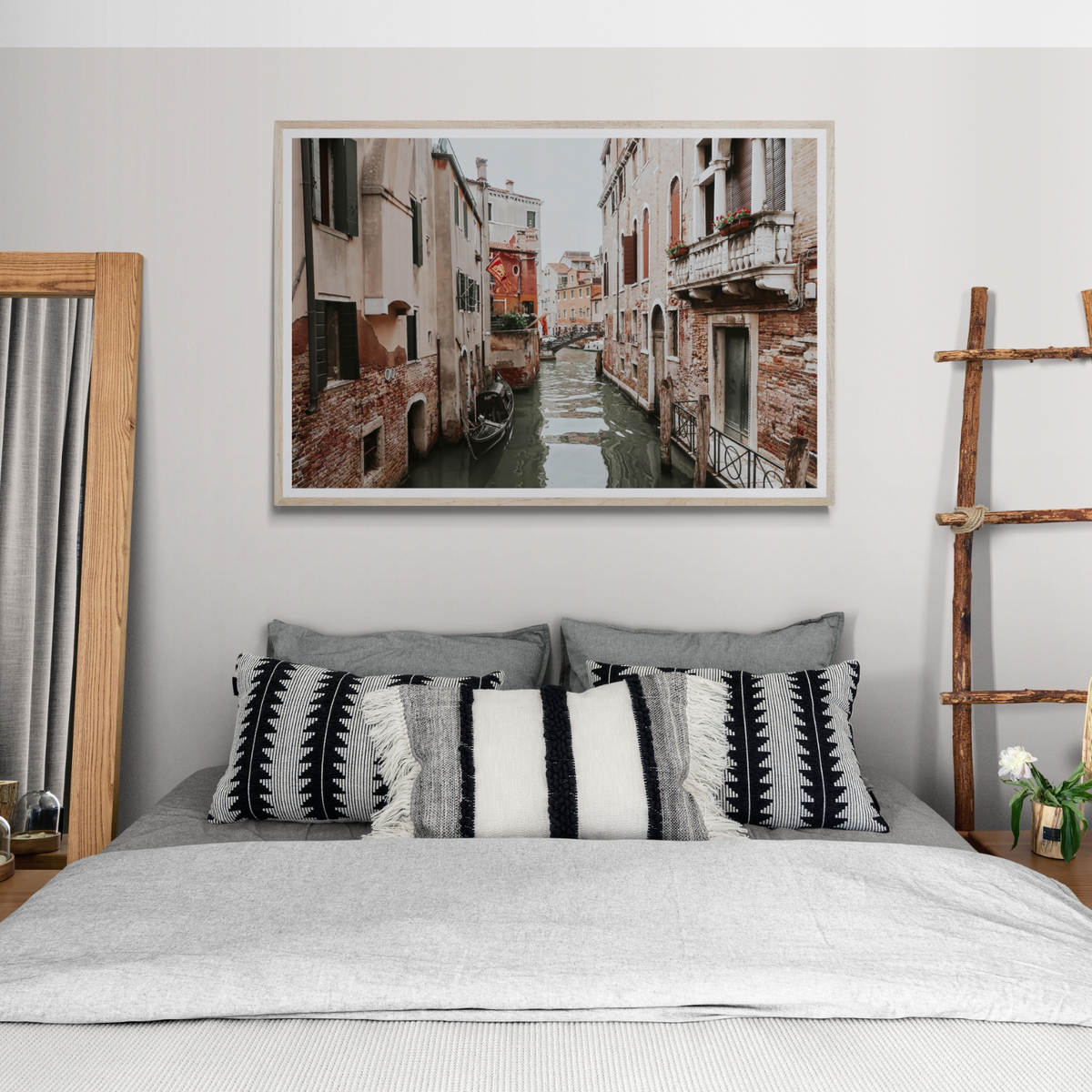 Venetian Gothic Venice Canal Italian wall art framed print styled in a room view 3