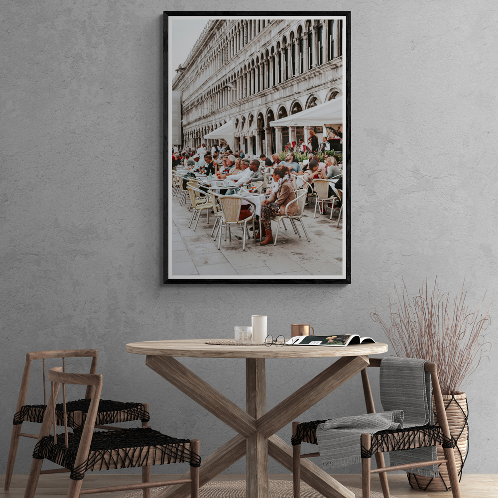 Lunchbreak Venice Italian wall art framed print styled in a room view 3
