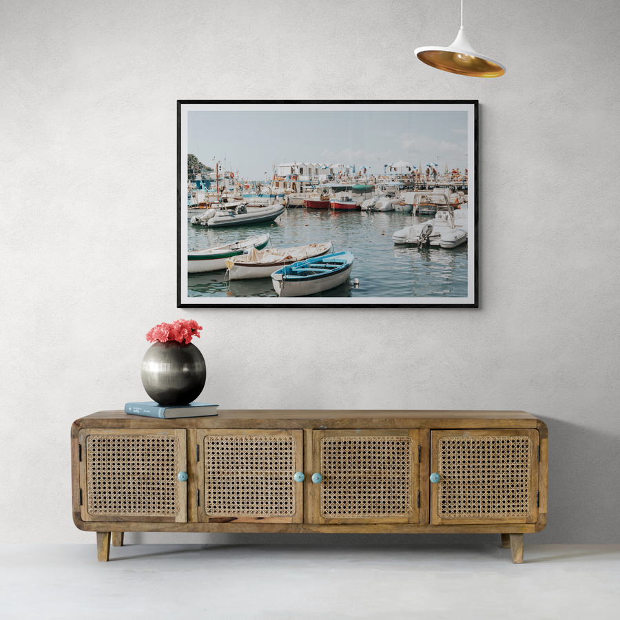 Antico Porto Sorrento Marina coastal wall art framed print styled in a room view 3