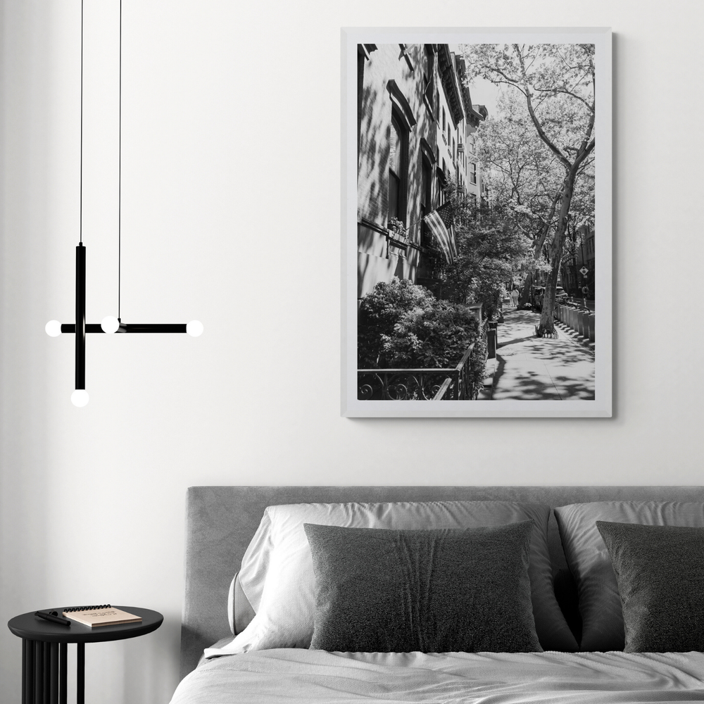 Urban Patriotism New York NYC Black & White wall art framed print styled in a room view 3
