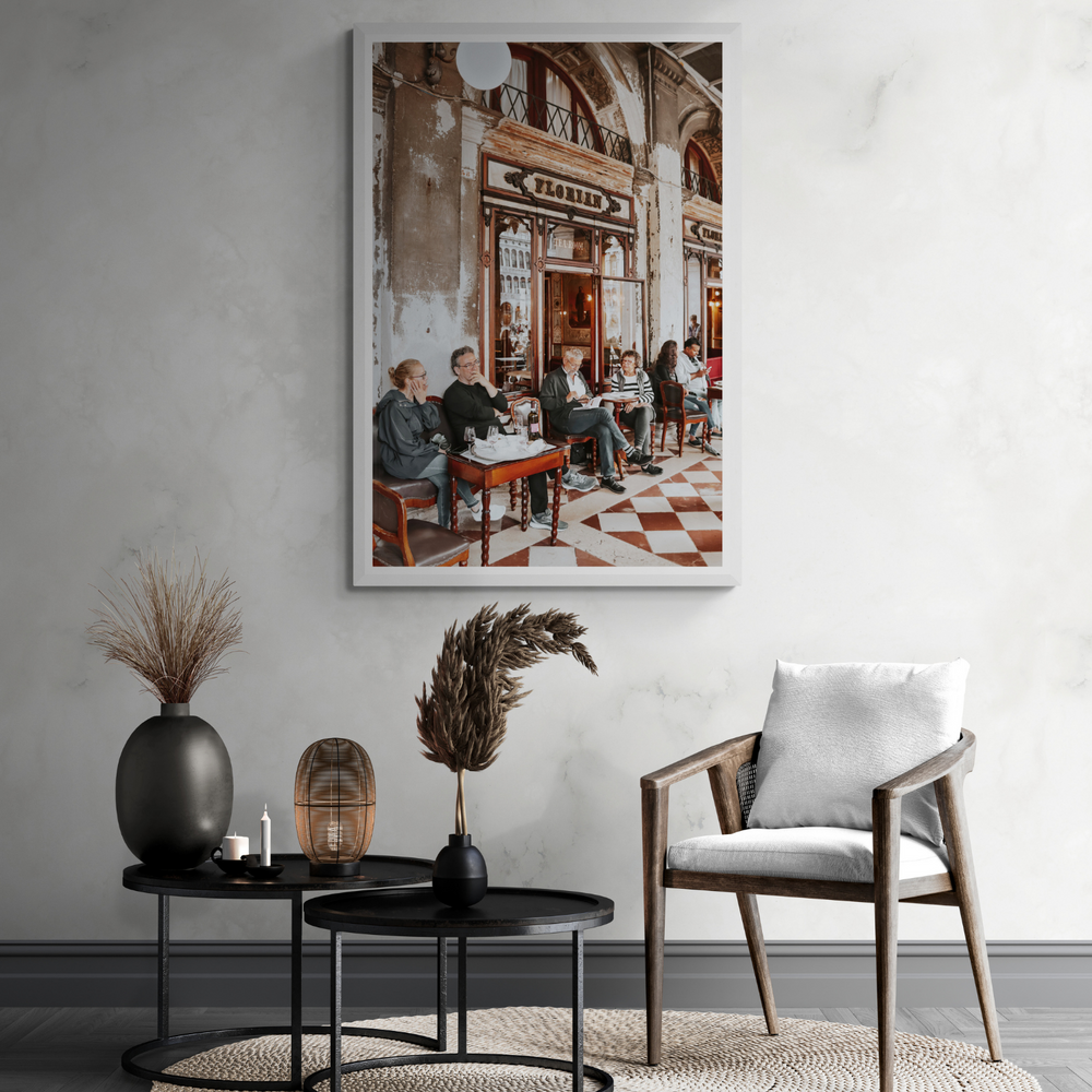 Tea Room Venice Italian wall art framed print styled in a room