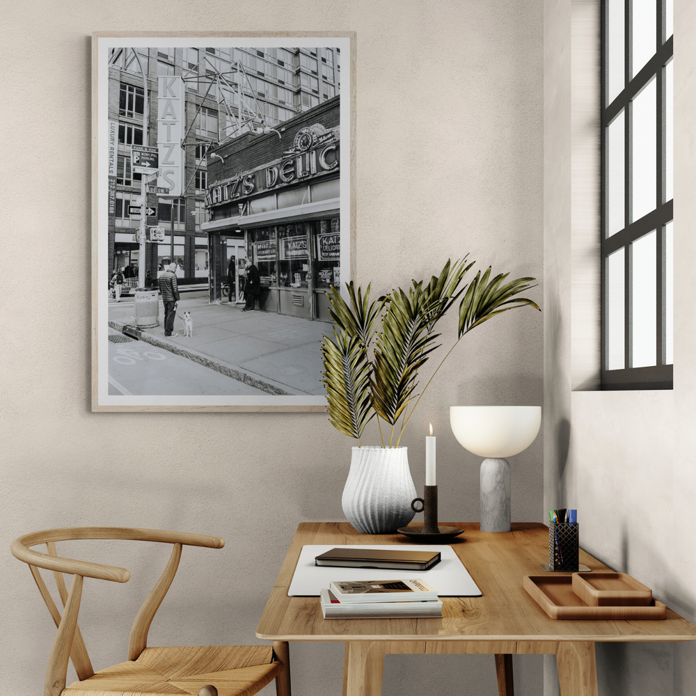 Graphite Gotham New York NYC Black & White wall art framed print styled in a room view 3
