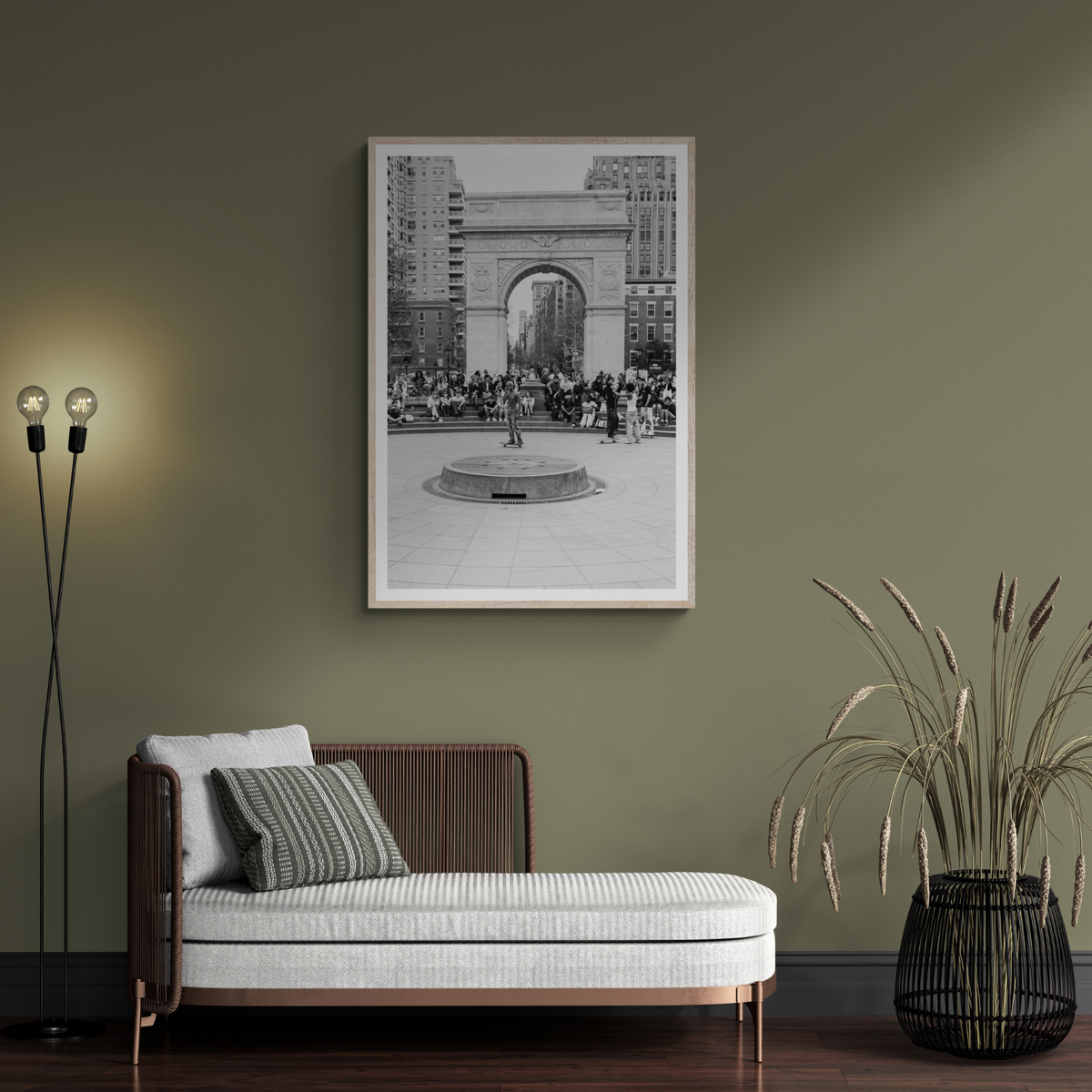 Concrete Conqueror New York NYC Skateboard wall art framed print styled in a room view 3