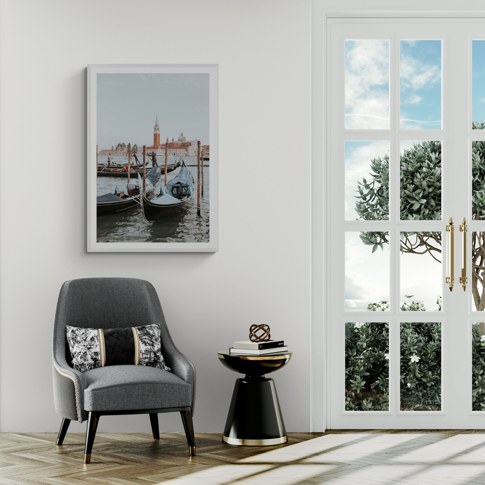 Italian Commute Venice Italian Mediterranean decor wall art framed print styled in a room view 3