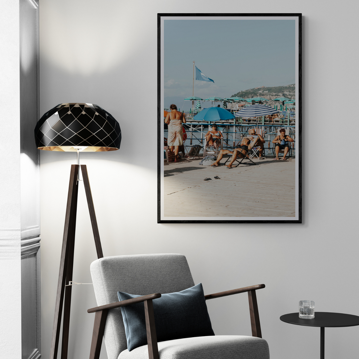 The Golden Years Sorrento Italian wall art framed print styled in a room view 3