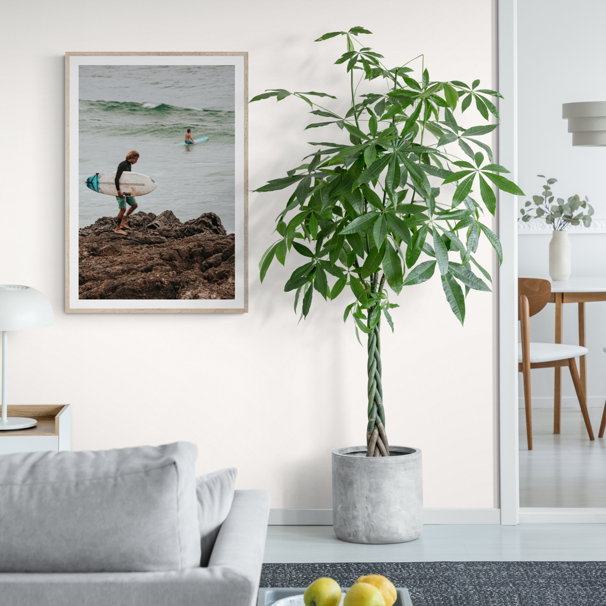 Not All Who Wander Are Lost Byron Bay Surf wall art framed print styled in a room