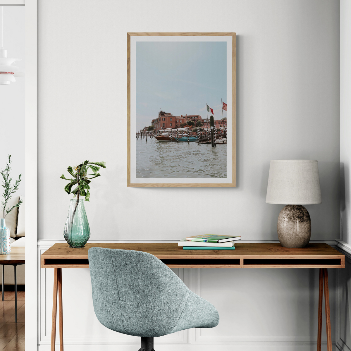 Giudecca Island Venice wall art framed print styled in a room
