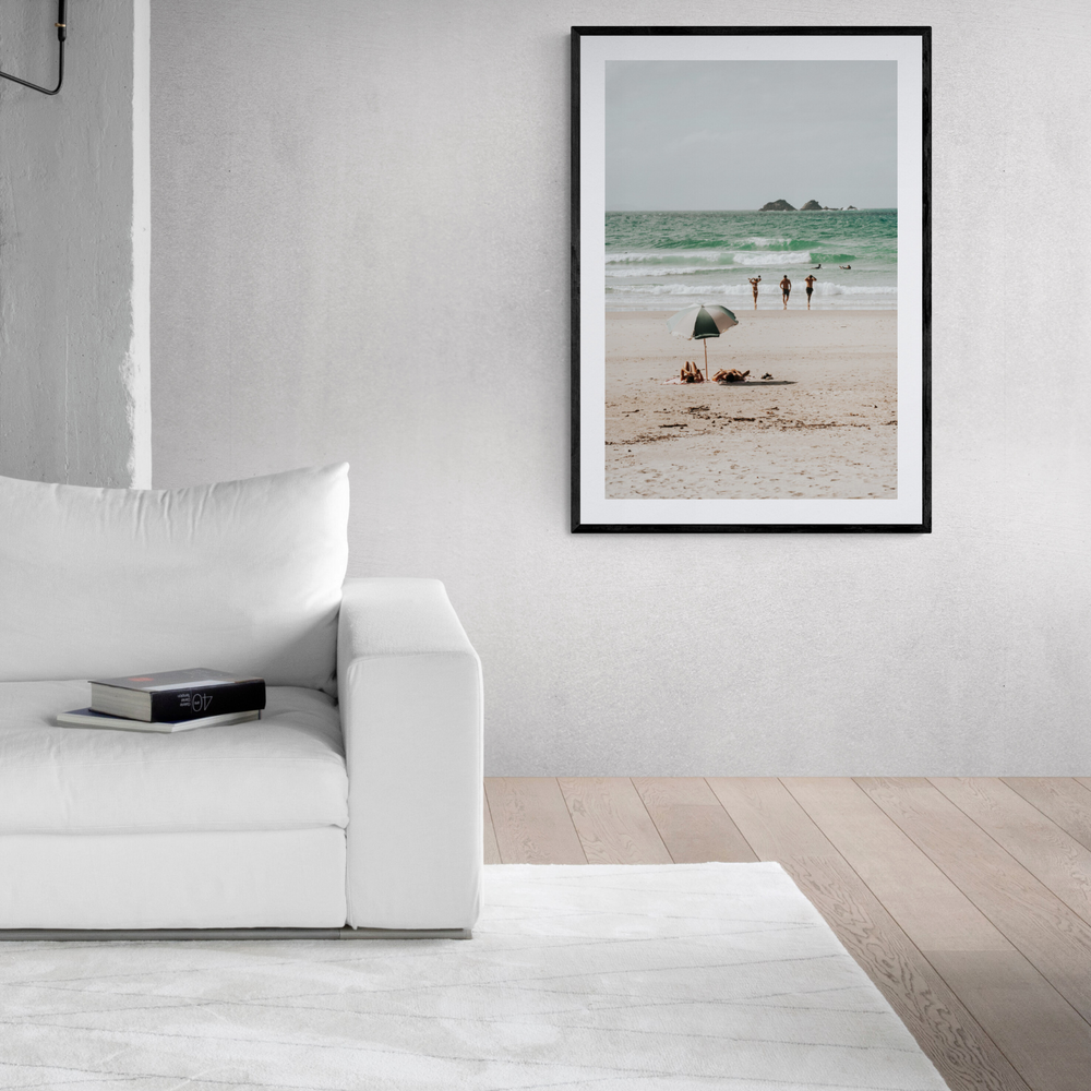 Escape The Ordinary Byron Bay coastal decor wall art framed print styled in a room view 2