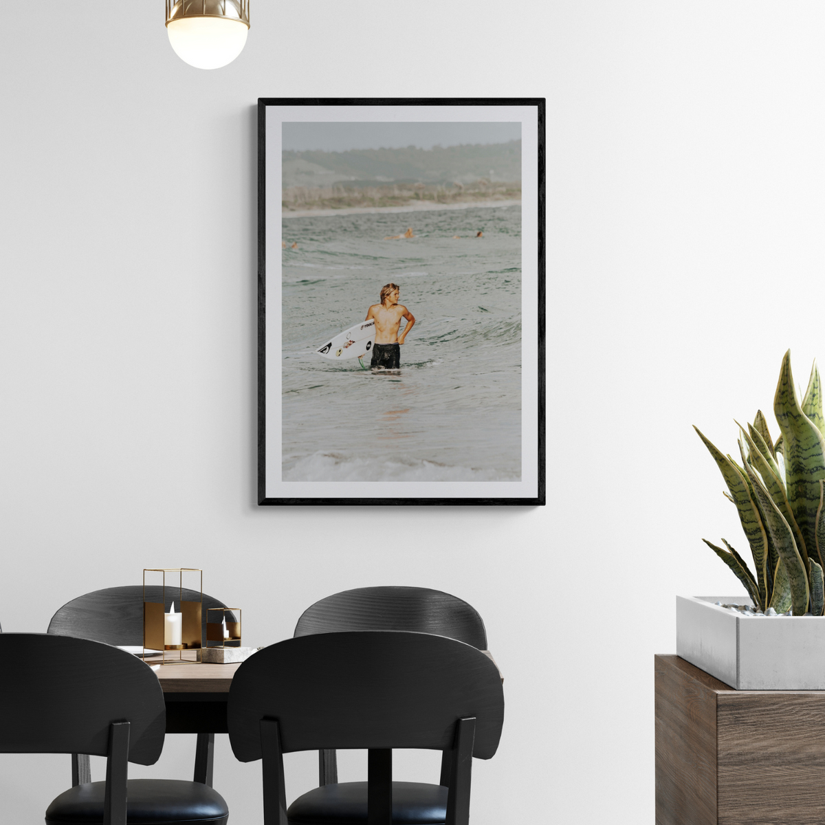 Chasing Mavericks Byron Bay Surf coastal wall art framed print styled in a room view 2