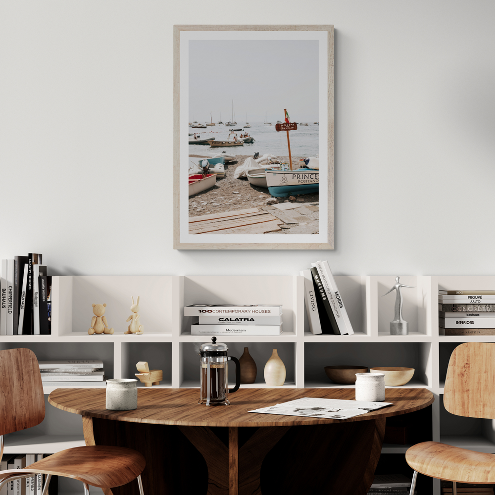 Coming Home Positano wall art framed print styled in a room view 3